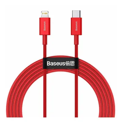 USB Type-C töltő- és adatkábel, Lightning, 200 cm, 20W, törésgátlóval, gyorstöltés, PD, Baseus S