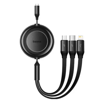 USB töltő- és adatkábel 3in1, USB Type-C, Lightning, microUSB, 110 cm, 3500 mA, gyorstöltés, lap