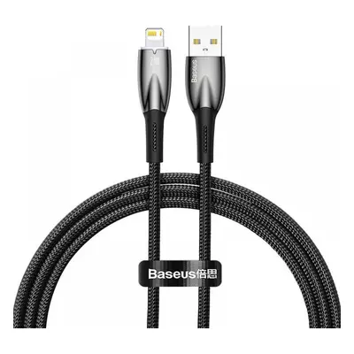 USB töltő- és adatkábel, Lightning, 100 cm, 2400 mA, törésgátlóval, gyorstöltés, Baseus Glimmer,