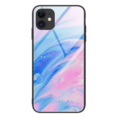 Xiaomi Redmi 8A, Szilikon védőkeret, edzett üveg hátlap, márvány minta, Wooze FutureCover, rózsa