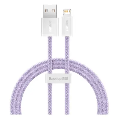 USB töltő- és adatkábel, Lightning, 100 cm, 2400 mA, gyorstöltés, cipőfűző minta, Baseus Dynamic