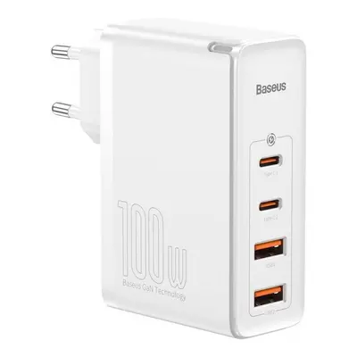 Hálózati töltő adapter, 100W, 2 x USB aljzat, 2 x USB Type-C aljzat, gyorstöltés, PD, GaN2, Base