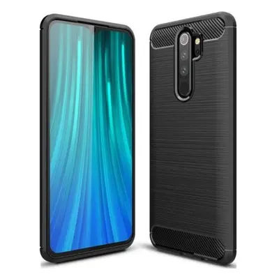 Motorola Moto E6 Plus, TPU szilikon tok, közepesen ütésálló, szálcsiszolt, karbon minta, fekete