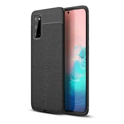 Samsung Galaxy A10s SM-A107F, Szilikon tok, bőrhatású, varrásminta, fekete