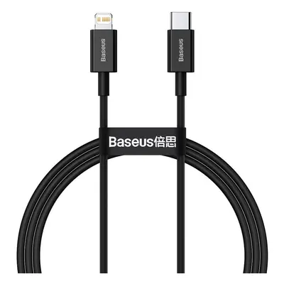 USB Type-C töltő- és adatkábel, Lightning, 100 cm, 20W, törésgátlóval, gyorstöltés, PD, Baseus S