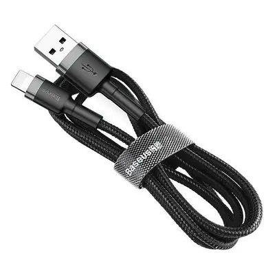 USB töltő- és adatkábel, Lightning, 50 cm, 2400 mA, törésgátlóval, gyorstöltés, cipőfűző minta, 