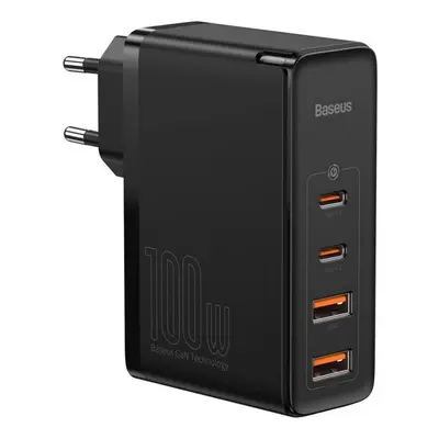 Hálózati töltő adapter, 100W, 2 x USB aljzat, 2 x USB Type-C aljzat, gyorstöltés, PD, GaN2, Base