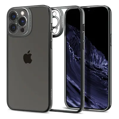 Apple iPhone 13 Pro, Szilikon tok, műanyag kerettel, Spigen Optik Crystal, átlátszó/szürke