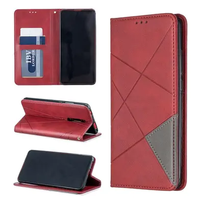 Huawei P50 / P50E, Oldalra nyíló tok, stand, geometria minta, Wooze DesignBook, piros