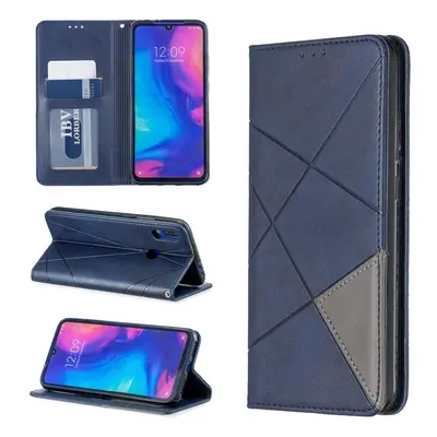 Nokia 2.4, Oldalra nyíló tok, stand, geometria minta, Wooze DesignBook, kék