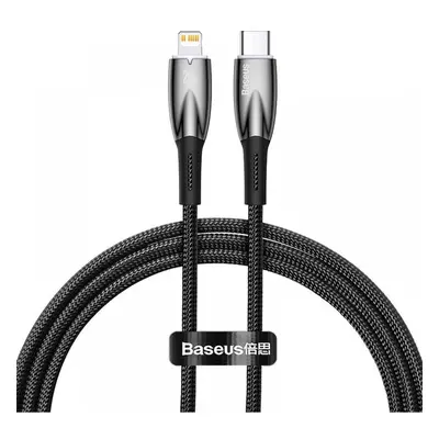 USB Type-C töltő- és adatkábel, Lightning, 100 cm, 2400mA, 20W, törésgátlóval, gyorstöltés, PD, 