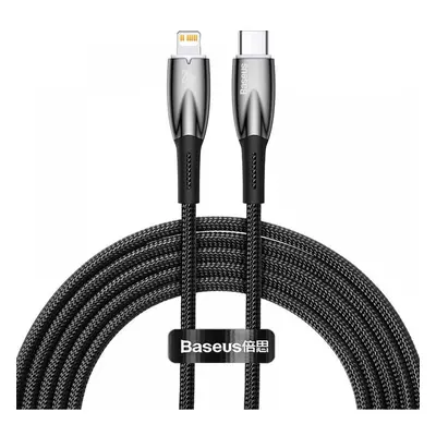 USB Type-C töltő- és adatkábel, Lightning, 200 cm, 2400mA, 20W, törésgátlóval, gyorstöltés, PD, 