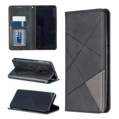 Huawei P50 / P50E, Oldalra nyíló tok, stand, geometria minta, Wooze DesignBook, fekete