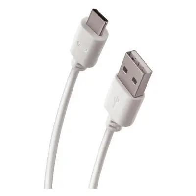 USB töltő- és adatkábel, USB Type-C, 100 cm, fehér 2A