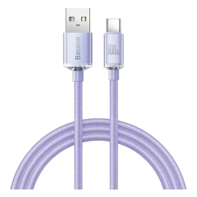 USB töltő- és adatkábel, USB Type-C, 200 cm, 5000 mA, 100W, gyorstöltés, PD, cipőfűző minta, Bas