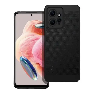 Xiaomi Redmi Note 12 4G, Műanyag hátlap védőtok, légáteresztő, lyukacsos minta, Breezy, fekete