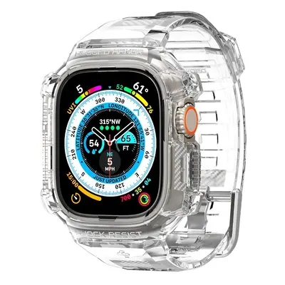 Apple Watch Ultra (49 mm), Szilikon védőkeret, ütésálló, szíjjal, Spigen Rugged Armor Pro, átlát