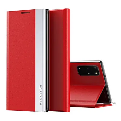 Xiaomi Redmi 10A, Oldalra nyíló tok, stand, Wooze Silver Line, piros