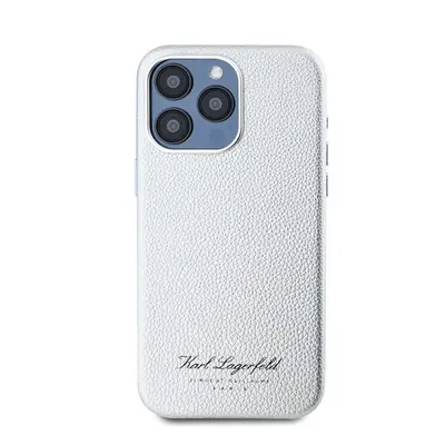 Karl Lagerfeld Grained PU Hotel RSG iPhone 15 Pro Max hátlap tok, szürke