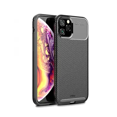 Apple iPhone 11 Pro, Szilikon tok, közepesen ütésálló, légpárnás sarok, karbon minta, Uniq Hexa,