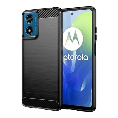 Motorola Moto G04 / G24, Szilikon tok, közepesen ütésálló, szálcsiszolt, karbon minta, fekete