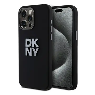 DKNY Liquid Silicone Metal Logo Apple iPhone 15 Pro hátlap tok, fekete