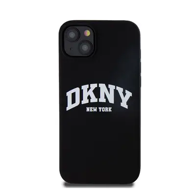 DKNY Liquid Silicone Arch Logo iPhone 15 Plus MagSafe hátlap tok, fekete