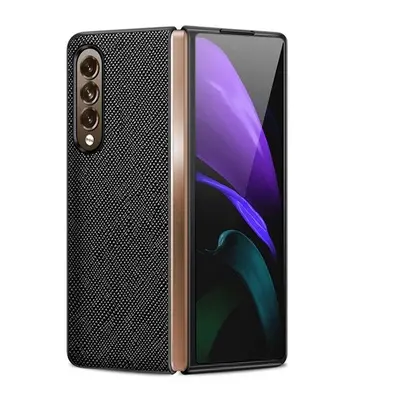 Samsung Galaxy Z Fold3 5G SM-F926B, Szilikon védőkeret + műanyag hátlap, közepesen ütésálló, bőr