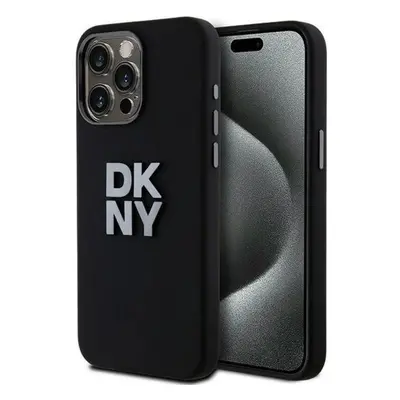 DKNY Liquid Silicone Metal Logo Apple iPhone 15 Pro Max hátlap tok, fekete