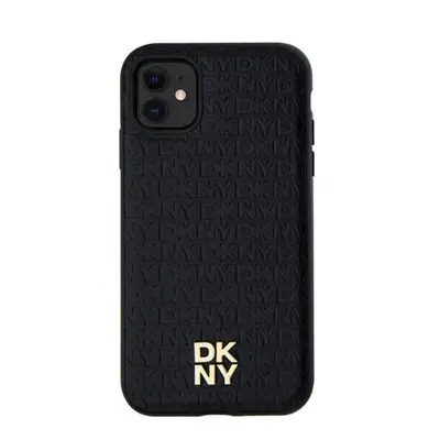 DKNY PU Leather Repeat Pattern Stack Logo Apple iPhone 11 Magsafe kompatibilis hátlap tok, feket