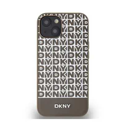 DKNY PU Leather Repeat Pattern Bottom Stripe Apple iPhone 15 Magsafe kompatibilis hátlap tok, ba