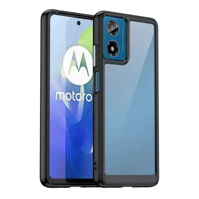 Motorola Moto G04 / G24, Műanyag hátlap védőtok + szilikon keret, közepesen ütésálló, átlátszó h