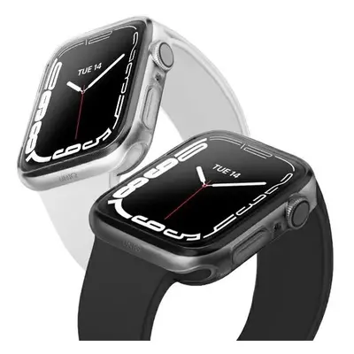 Apple Watch 7-8 (41mm), Szilikon védőkeret, szíj nélkül, Uniq Glass Dual Pack, átlátszó/füst, 2 