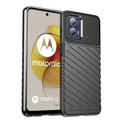 Motorola Moto G73 5G, Szilikon tok, közepesen ütésálló, domború csíkos minta, fekete