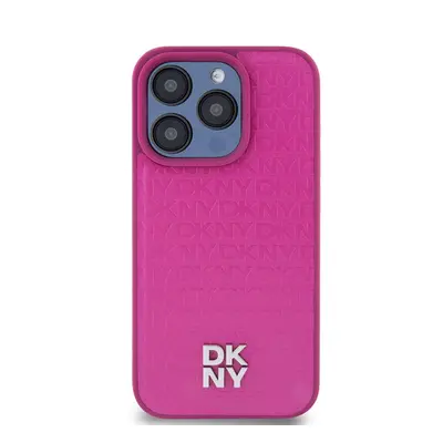 DKNY PU Leather Repeat Pattern Stack Logo Apple iPhone 15 Pro Max Magsafe kompatibilis hátlap to