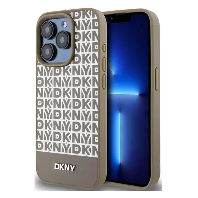 DKNY PU Leather Repeat Pattern Bottom Stripe Apple iPhone 13 Pro Max Magsafe kompatibilis hátlap