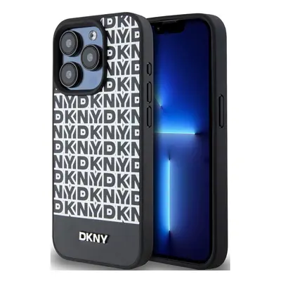 DKNY PU Leather Repeat Pattern Bottom Stripe Apple Iphone 15 Pro Magsafe kompatibilis hátlap tok