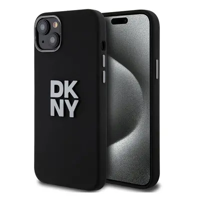 DKNY Liquid Silicone Metal Logo Apple iPhone 15 / 14 / 13 hátlap tok, fekete