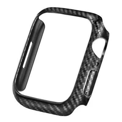 Apple Watch 7 (41mm), Műanyag védőkeret, közepesen ütésálló, szíj nélkül, karbon minta, fekete