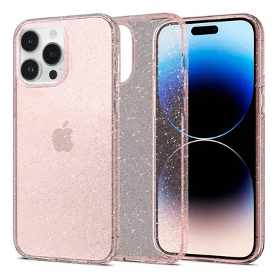 Apple iPhone 14 Pro, Szilikon tok, Spigen Liquid Crystal Glitter, átlátszó/vörösarany