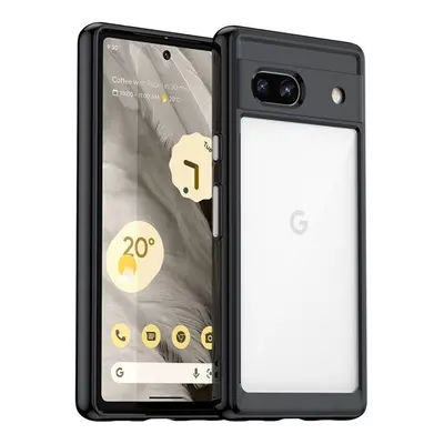 Google Pixel 7a, Műanyag hátlap védőtok + szilikon keret, közepesen ütésálló, átlátszó hátlap, f