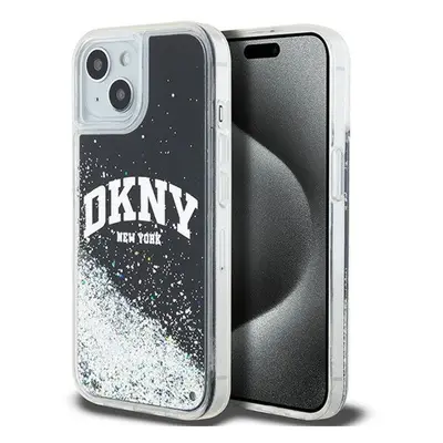 DKNY Liquid Glitter Arch Logo Apple iPhone 15 Plus / 14 Plus hátlap tok, fekete