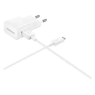 Hálózati töltő adapter, 10W, USB aljzat, microUSB kábellel, Samsung, fehér, gyári