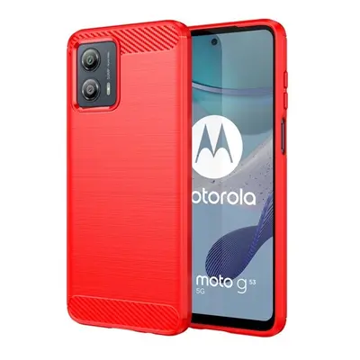 Motorola Moto G53, Szilikon tok, közepesen ütésálló, szálcsiszolt, karbon minta, piros