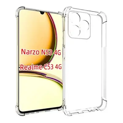 Realme C53 / Narzo N53, Szilikon tok, közepesen ütésálló, légpárnás sarok, átlátszó