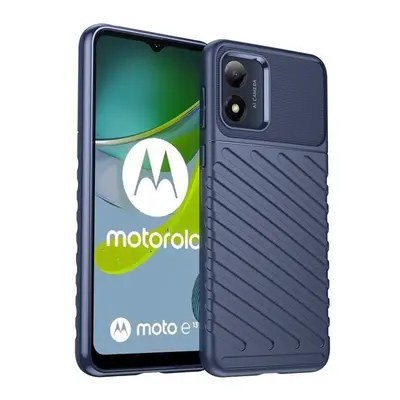 Motorola Moto E13, Szilikon tok, közepesen ütésálló, domború csíkos minta, sötétkék