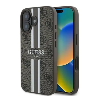 Guess 4G Printed Stripes MagSafe Apple iPhone 16 Plus hátlap tok, barna