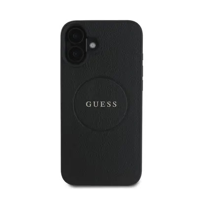 Guess PU Grained Classic Logo MagSafe Apple iPhone 16 Plus MagSafe kompatibilis hátlap tok, feke