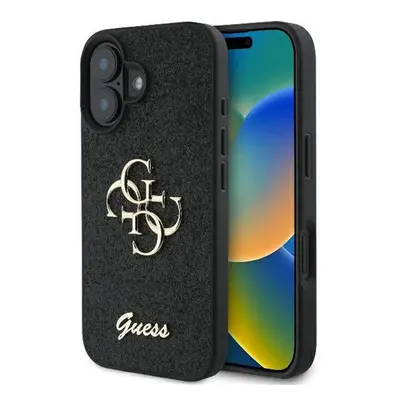 Guess Fixed Glitter Big 4G Apple iPhone 16 Plus hátlap tok, fekete