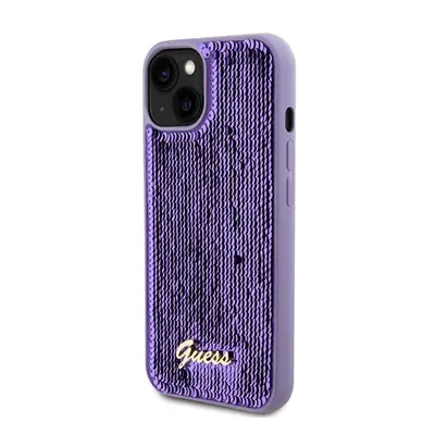 Guess Sequin Script Logo iPhone 13 tok, lila